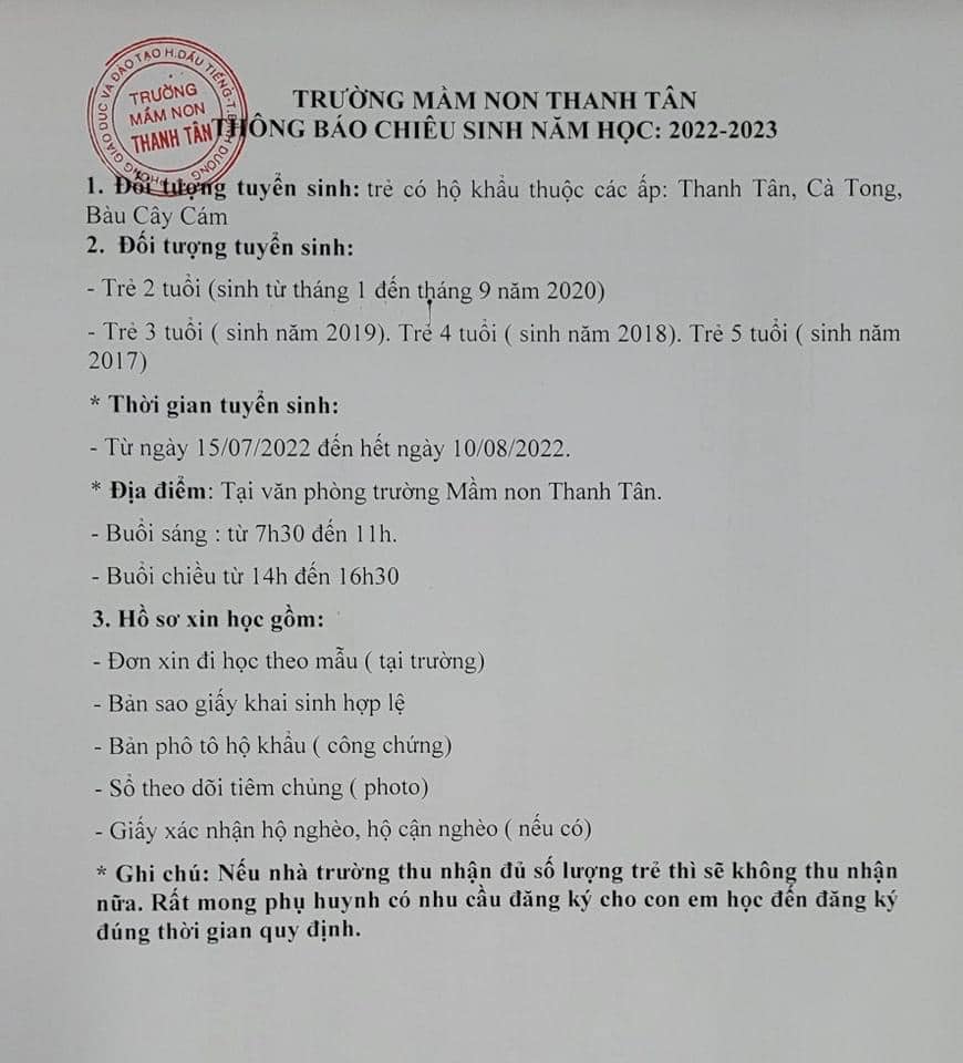 Thông báo chiêu sinh